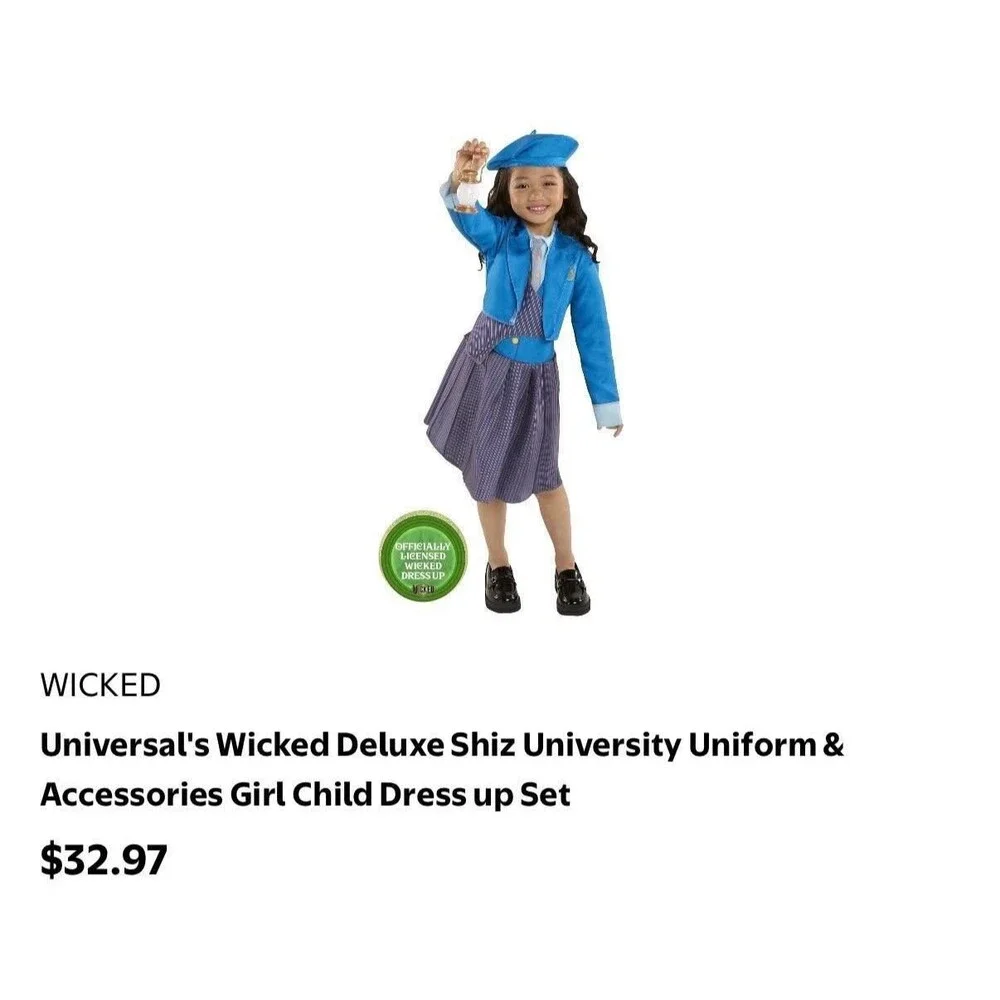 Universal's Wicked Deluxe Shiz University Uniform & Accessories Child Dress Set